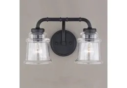 2-Light Black Farmhouse Bathroom Vanity Light