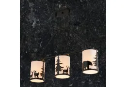 Bear/Deer/Pine Tree 3 Light Linear Chandelier Bronze