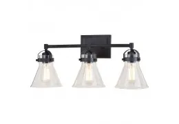 3 Light Farmhouse Black Edison Bathroom Vanity Light