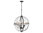 5-Light Rustic Black and White Ash Orb Pendant