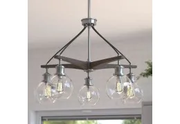 5-Light Satin Nickel Rustic Modern Chandelier