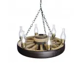 Lantern Reproduction 30 inch Rustic Wagon Wheel Chandelier