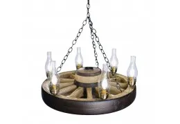 Lantern Reproduction 30 inch Rustic Wagon Wheel Chandelier