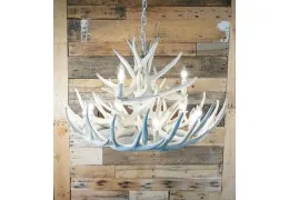 Bone/Ivory White Whitetail 15 Cast Cascade Antler Chandelier 
