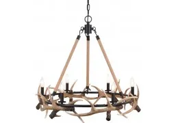 Cast Antler Chandelier 6-Light Aged Iron and Natural Rope