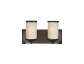 Cerused Oak Steel 2 Light Vintage Farmhouse Bathroom Vanity or Sconce