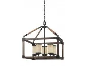 Cerused Oak Steel Cage 5 Light Vintage Farmhouse Chandelier