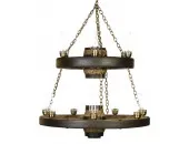 Double Tier Lantern Reproduction/Cast Wagon Wheel Chandelier