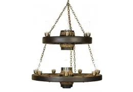 Double Tier Lantern Reproduction/Cast Wagon Wheel Chandelier