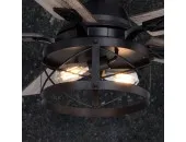 Edison Rustic Farmhouse 52 inch Ceiling Fan with Cage Light
