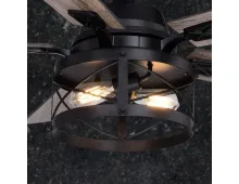 Edison Rustic Farmhouse 52 inch Ceiling Fan with Cage Light