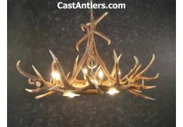 Elk 6 Cast Antler Chandelier w/ 3 Downlights
