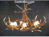 Elk 6 Cast Antler  Chandelier w/ Rawhide Shades