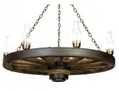 Lantern Western 42 inch Wagon Wheel Chandelier