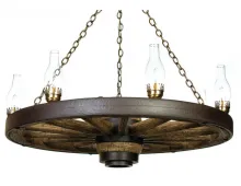 Lantern Western 42 inch Wagon Wheel Chandelier