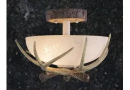 Lodge 12in Semi Flush Ceiling Light with French Scavo Glass Lodge 12in Semi Flush Ceiling Light with French Scavo Glass