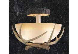 Lodge 16in Semi Flush Ceiling Light with French Scavo Glass Lodge 16in Semi Flush Ceiling Light with French Scavo Glass