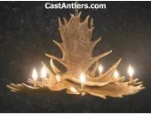 Moose 6 Cast Antler Chandelier w/ Downlight
