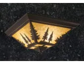 Pine Tree Rustic Outdoor/Indoor Ceiling Light/ Amber Flake Glass