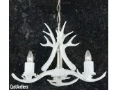 **Pure White** 3 Light Mini Cast Antler Chandelier