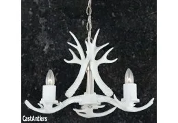 **Pure White** 3 Light Mini Cast Antler Chandelier