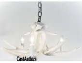**Pure White** Whitetail 3 Cast Antler Chandelier/Pendant