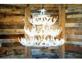 **Pure White**  Whitetail 42 Cast Antler Chandelier