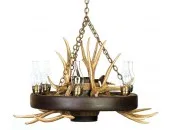 Reproduction Wagon Wheel Mule Deer Antler Chandelier