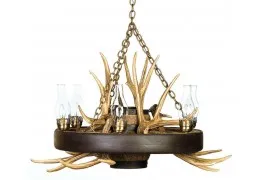 Reproduction Wagon Wheel Mule Deer Antler Chandelier