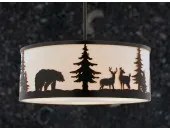 Bear/Deer/Pine Tree 18-in. W 3 Light Pendant Bronze