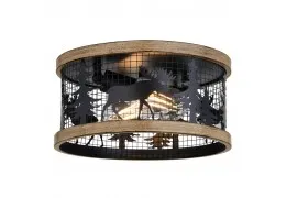 Rustic 2-Light Drum Pine Tree/Moose Flush Mount Rustic 2-Light Drum Pine Tree/Moose Flush Mount
