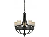 Rustic Medieval Ancient Game of Thrones 5 Light Round Chandelier