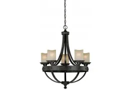 Rustic Medieval Ancient Game of Thrones 5 Light Round Chandelier