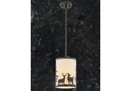 Deer/Pine Tree 7.5-in. Mini Pendant Bronze