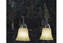 Rustic Pine Tree 2-Light Bathroom Vanity Light