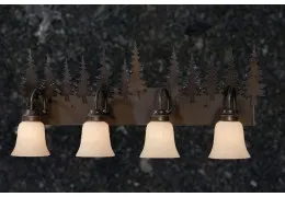 Rustic Pine Tree 4-Light Bathroom Vanity Light