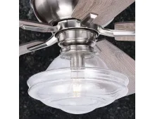 Satin Nickel Farmhouse 52 inch Ceiling Fan with Vintage Schoolhouse Glass