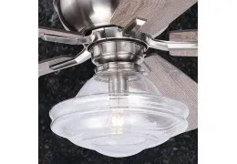 Satin Nickel Farmhouse 52 inch Ceiling Fan with Vintage Schoolhouse Glass