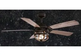 Vintage Edison 54 inch Ceiling Fan Matte Black with Rustic Oak