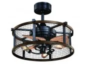Vintage Edison Mesh 21 inch Cage Fan with Lights