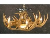 Whitetail 9 Cast Antler Chandelier w/ Downlight