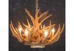 Whitetail 9 Cast Cascade Antler Chandelier w/ Downlight