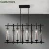 8-Light Antique Iron Island Chandelier