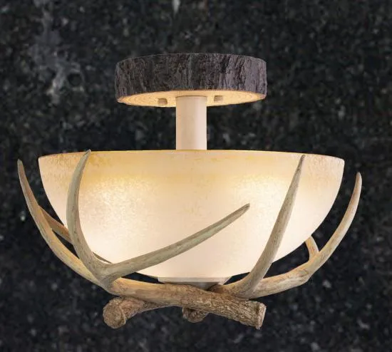 Lodge 16in Semi Flush Ceiling Light with French Scavo Glass