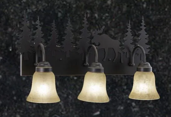 Rustic Moose 3-Light Bathroom Vanity Light