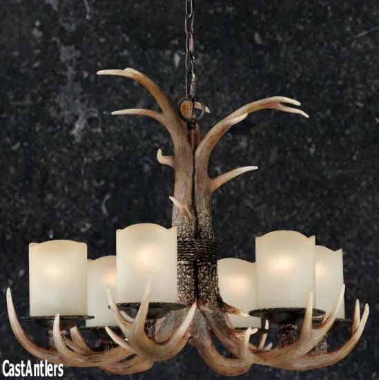 6-Light Lodge Cast Antler Chandelier