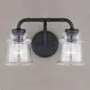 2-Light Black Farmhouse Bathroom Vanity Light