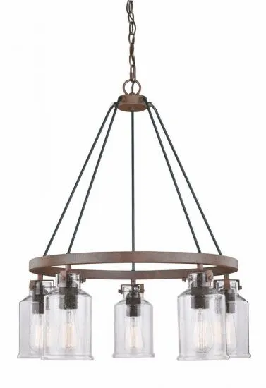 5-Light Textured Bronze Rustic Farmhouse Chandelier
