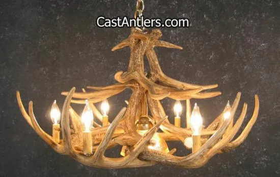 Whitetail 12 Cast Antler Chandelier w/ Downlight