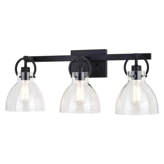 3 Light Farmhouse Black Edison Bathroom Vanity Light/Sconce